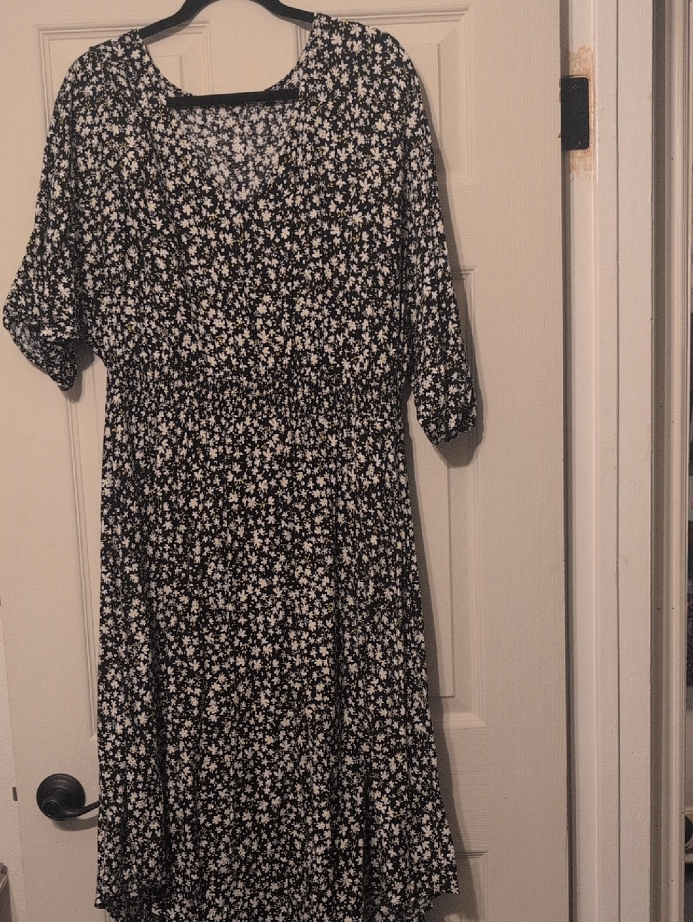 Black, White, Yellow- Floral Women’s Dress - Classic Casual